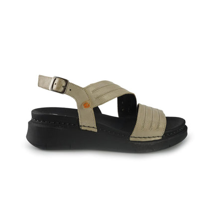Jungla Sandali Donna Zeppa Bassa in Pelle Bianco Off 8193 BEACH Jungla 