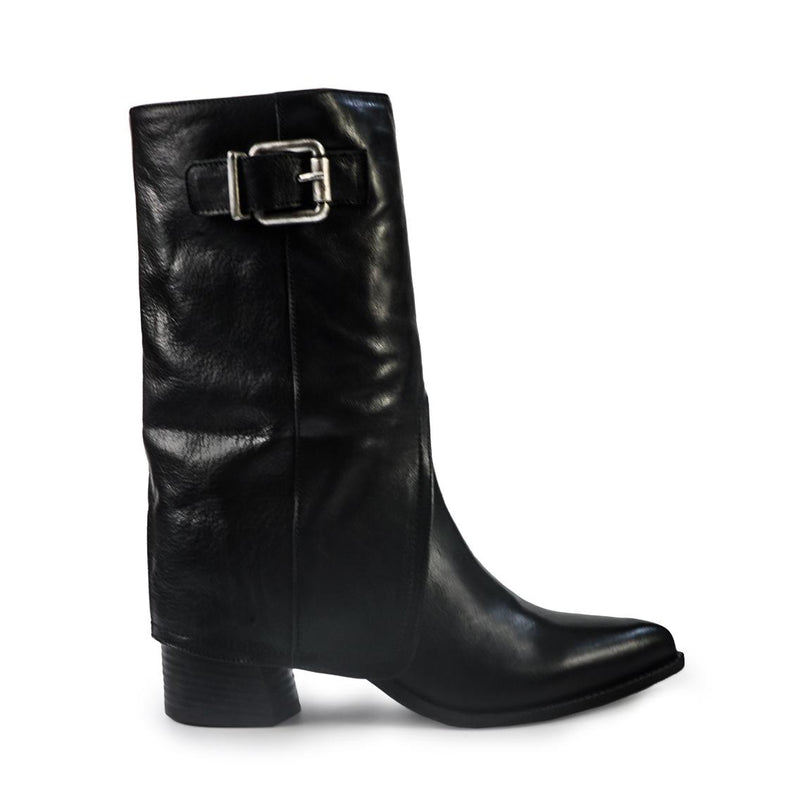 Gianni Crasto Stivale Donna con Risvolto in Pelle Nera con Tacco Medio 8696 BLACK Gianni Crasto 
