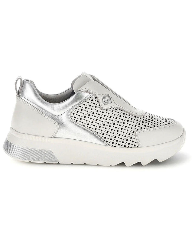 Stonefly Sneackers Slip On Donna in Pelle Bianca 223580 SPOCK WHITE SILVER Stonefly 