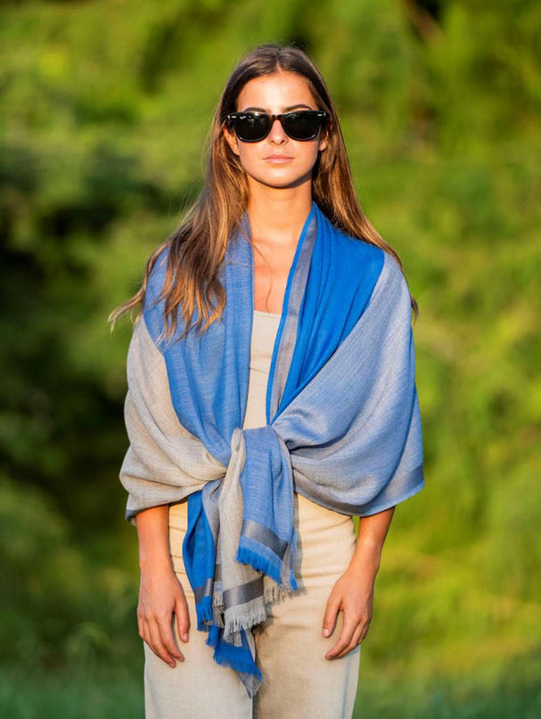 Foulard in Lana Misto Seta Azzurro ASW37F AZUL Colores de Otono 