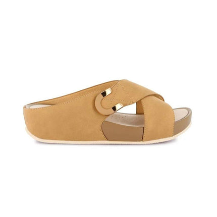 Grunland Sandalo Donna Ciabatta Confort con Velcro in Tessuto Cuoio - MARIO SPATARELLA
