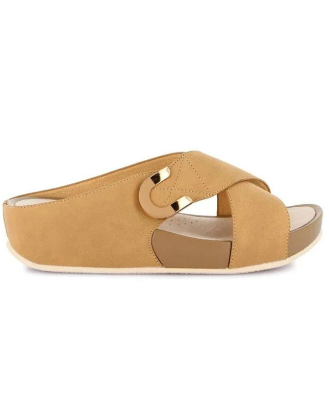 Grunland Sandalo Donna Ciabatta Confort con Velcro in Tessuto Cuoio - MARIO SPATARELLA