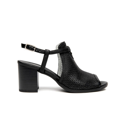 Nero Giardini Sandali Donna con Tacco in Pelle Microforata Nera - MARIO SPATARELLA
