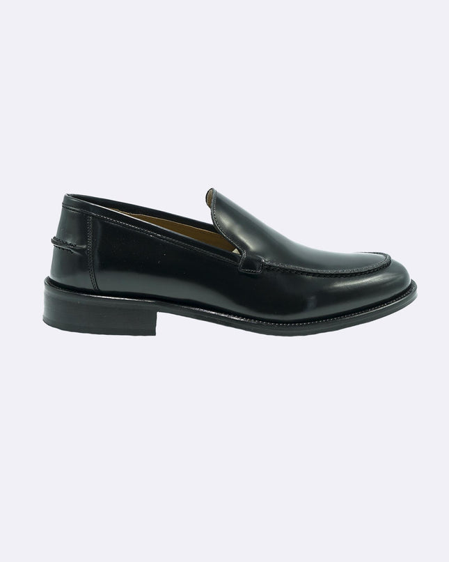 Mocassino Liscio Fondo Cuoio in Pelle Nero - MARIO SPATARELLA