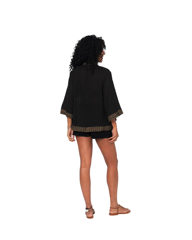Kimono Estivo Corto Nero KIMONO ESTIVO MBKIM3001D La Mano Boho 