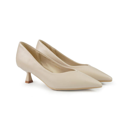 Francesco Milano Decollete in Pelle Beige Tacco Rocchetto F05-03A BEIGE Francesco Milano 