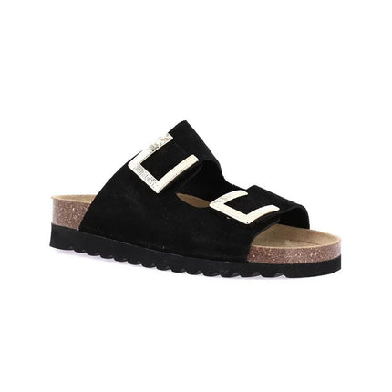 Grunland Sandali Donna Plantare Sughero Doppia Fibbia in Camoscio Nero CB0771 HOLA NERO Grunland 
