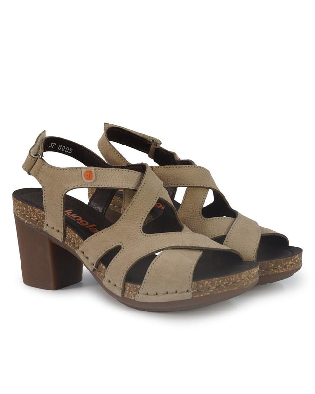 Jungla Sandali Donna con Tacco e Plateau in Nabuk Desert Beige 8005 DESERT Jungla 