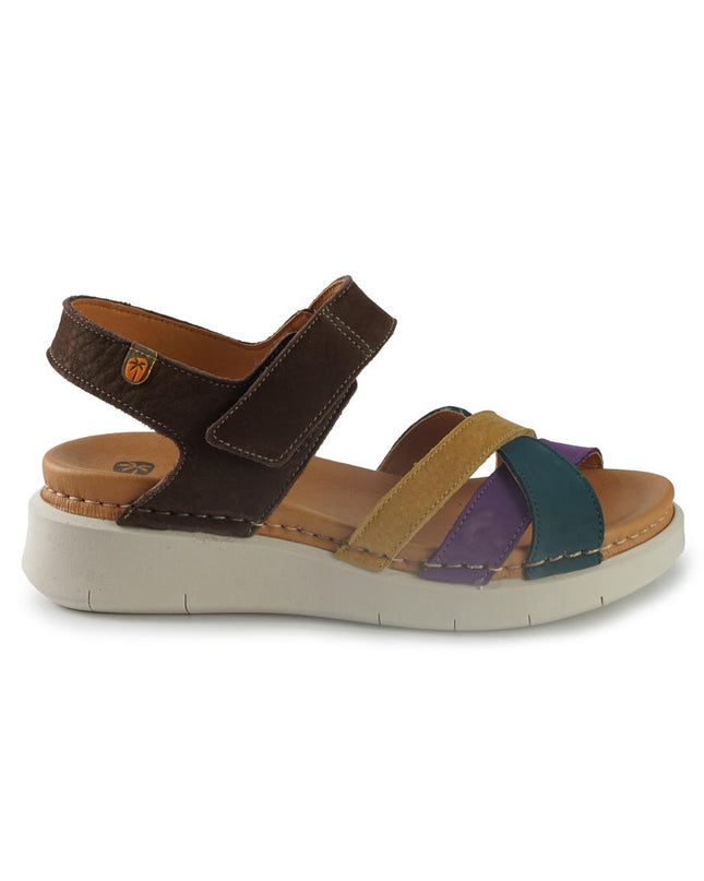 Jungla Sandali Donna Zeppa Bassa in Pelle Multicolor 8182 TEAL Jungla 