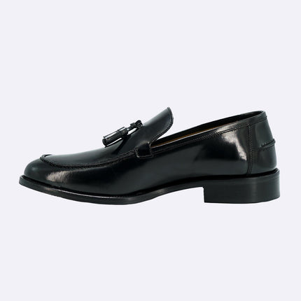 Mocassini Uomo in Pelle Nero Fondo Cuoio con Nappine Elegante Cerimonia Sposo PIANTA 7 NERO LUX Rogal's 