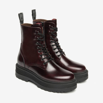 Nero Giardini Stivaletti Anfibi Donna con Zeppa in Pelle Bordo - MARIO SPATARELLA