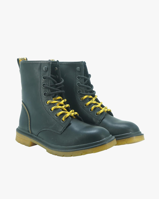 Anfibi Donna in Pelle Nera SPIKE TAPE MID BLACK / OCRE Wrangler 