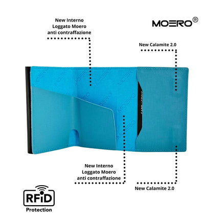 Moero Pro Saffiano Azzurro Zip Portafoglio Slim PRO SAFFIANO AZZURRO ZIP AZZURRO Moero 