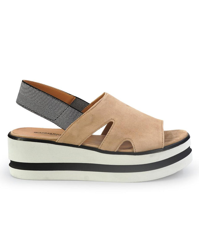 Gianmarco Sorelli Sandalo Donna Platform con Zeppa in Camoscio Beige 2101 XARA SANDALO Gianmarco Sorelli 