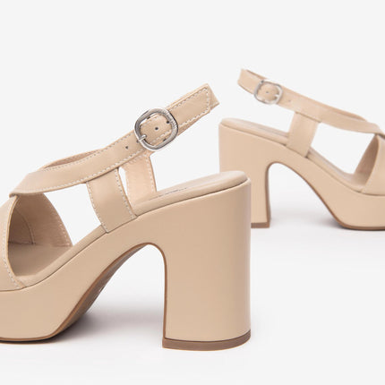 Nero Giardini Sandali Donna con Tacco e Plateau in Pelle Lino E513640D LINO 453 Nero Giardini 