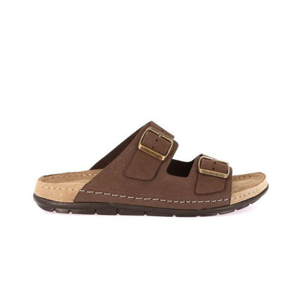 Grunland Sandali Doppia Fibbia Plantare Morbido Sughero Confort Uomo in Nabuk Marrone CI3125 SIRU MARRONE Grunland 