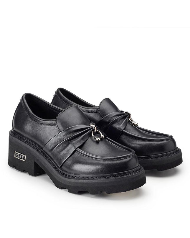 Mocassini Cult Donna in Pelle Nero con Piercing - MARIO SPATARELLA