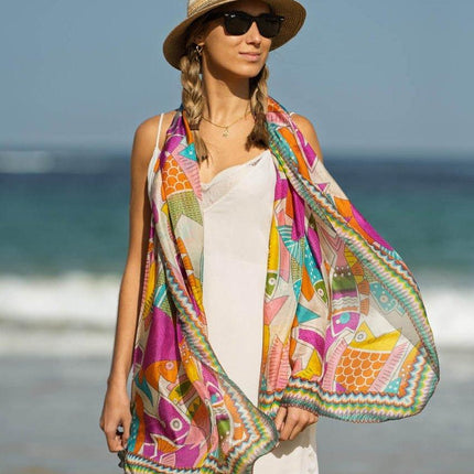 Foulard Pareo in Seta Stampa Rosa ASK296C SILK ROSA Colores de Otono 
