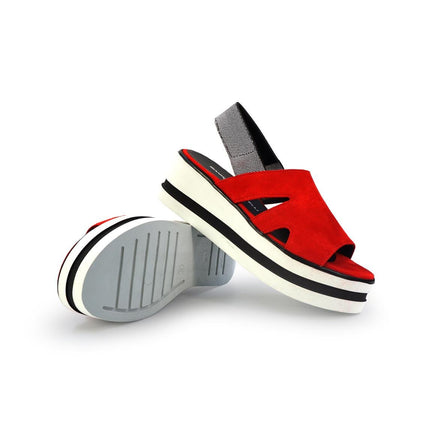 Gianmarco Sorelli Sandalo Donna Platform con Zeppa in Camoscio Rosso - MARIO SPATARELLA