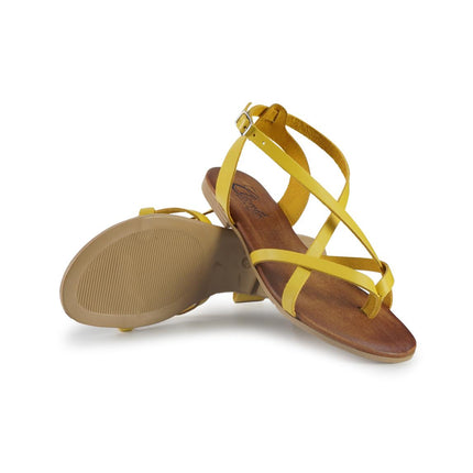 Sandali Bassi Flat Donna Infradito in Pelle Giallo 2708 YELLOW Clanto 