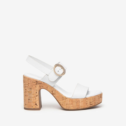 Sandali Donna Bianco Plateau Sughero E410391D BIANCO 707 Nero Giardini 