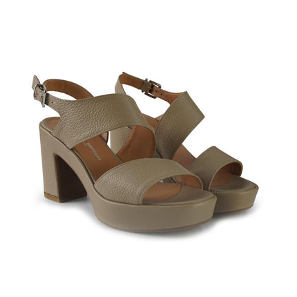 Gianmarco Sorelli Sandali Donna con Tacco e Plateau in Pelle Fango - MARIO SPATARELLA