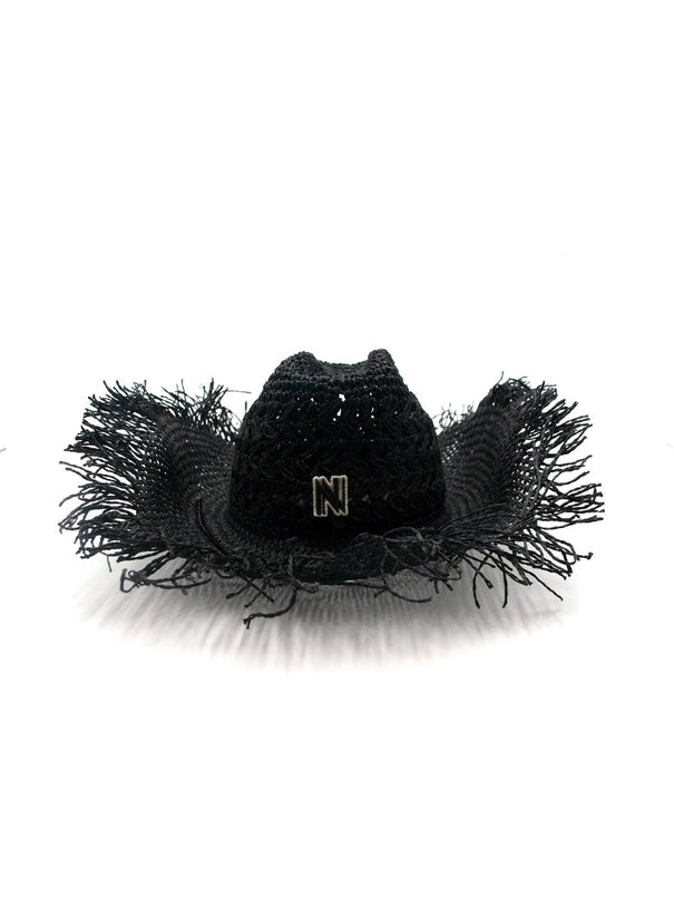 Cappello Texano Sfrangiato in Carta Nero FEDORA THE WEST NUDE SFRANGIATO CARTA BLACK NINETOWEAR 