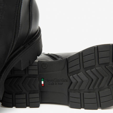 Nero Giardini Anfibi Donna in Pelle Nero - MARIO SPATARELLA