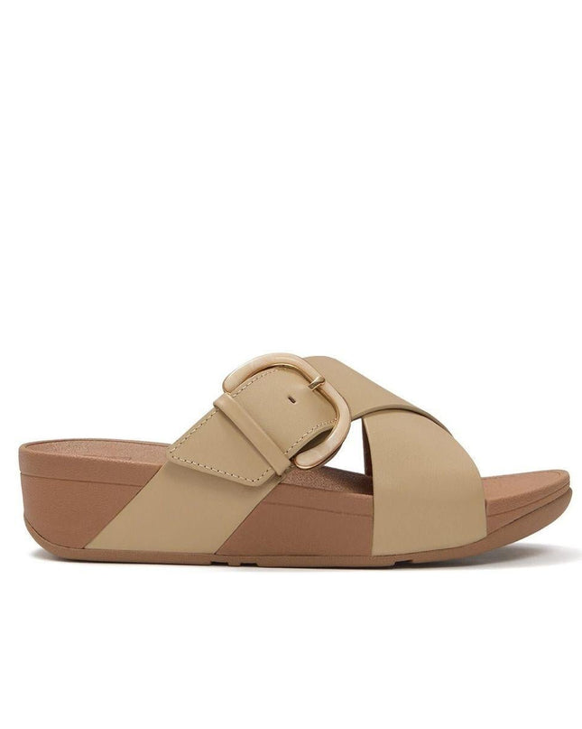 FitFlop Sandali Donna con Fibbia in Pelle Cappuccino Beige - MARIO SPATARELLA