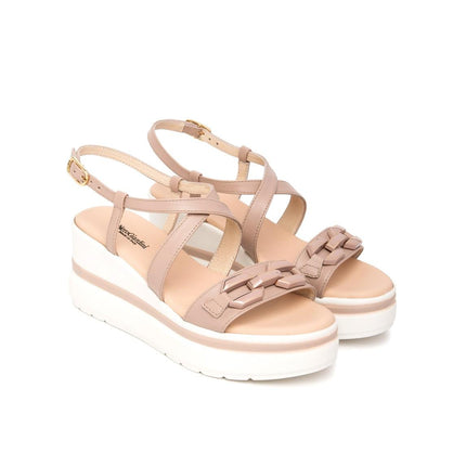 NeroGiardini Sandali Donna con Zeppa in Pelle Femme Nude - MARIO SPATARELLA