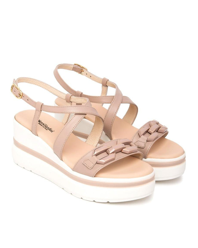 NeroGiardini Sandali Donna con Zeppa in Pelle Femme Nude - MARIO SPATARELLA