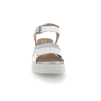 Stonefly Sandali Donna con Zeppa e Chiusura Velcro Argento 220899 PARKY WHITE SILVER Stonefly 