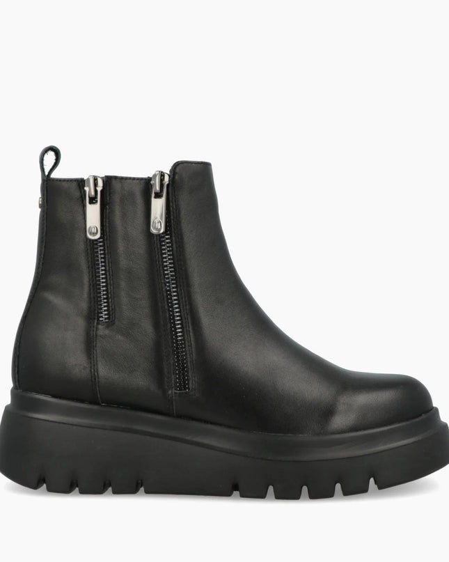 Impronte Stivaletti Donna con Zeppa in Pelle Nero MADDALENA ZIP BLACK Impronte 