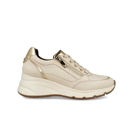 Impronte Sneakers Donna Lacci e Zip in Pelle Off White - MARIO SPATARELLA