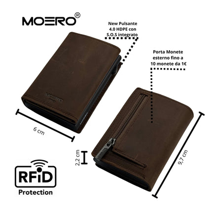 Moero Pro Plus Crazy Horse Cioccolato Zip Portafoglio Slim - MARIO SPATARELLA