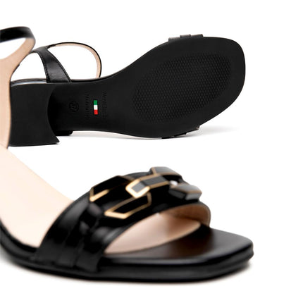 Nero Giardini Sandali Donna con Tacco in Pelle Nera - MARIO SPATARELLA