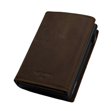Moero Pro Plus Crazy Horse Cioccolato Zip Portafoglio Slim - MARIO SPATARELLA