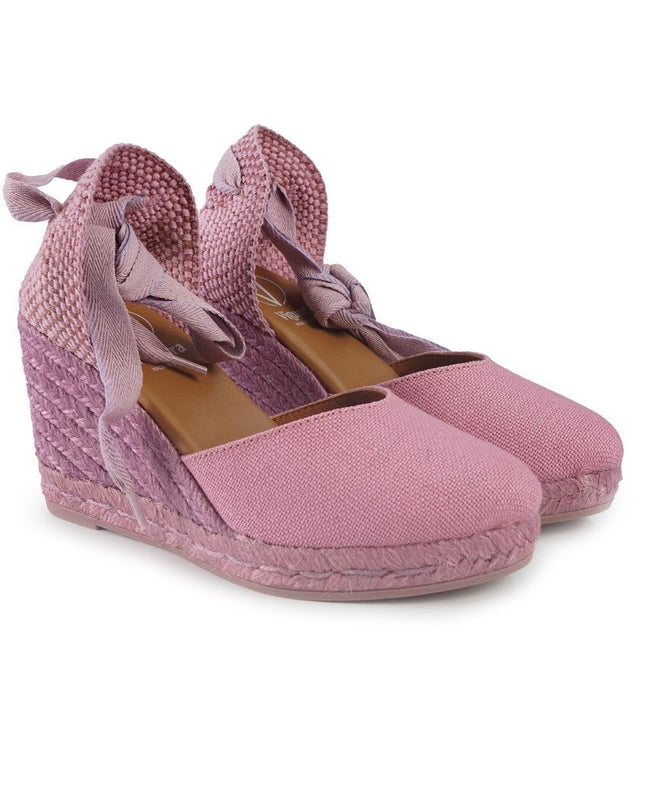 Viguera Espadrillas Alpargatas Lilla con Lacci Lunghi in Lino Lilla - MARIO SPATARELLA
