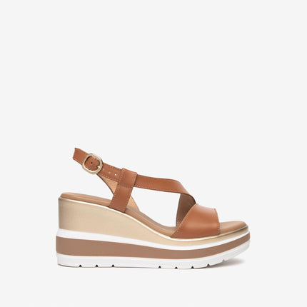 Nero Giardini Sandali Donna con Zeppa in Pelle Cognac Cuoio E513520D COGNAC 329 Nero Giardini 