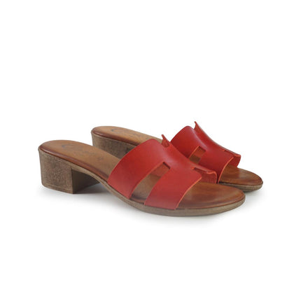 Sandali con Tacco in Pelle Rosso 2760 RED Clanto 