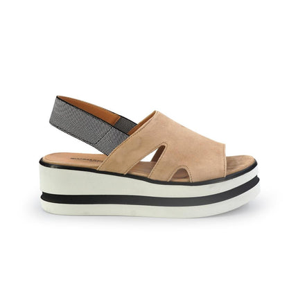 Gianmarco Sorelli Sandalo Donna Platform con Zeppa in Camoscio Beige - MARIO SPATARELLA