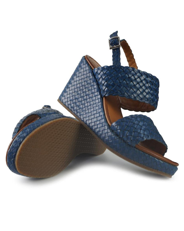Vueva Sandali Zeppa Alta Donna in Pelle Intrecciata Azzurro WD319R13M1 AZZURRO Vueva 