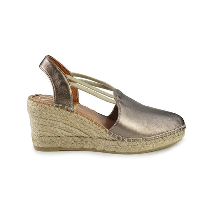 Viguera Espadrillas Alpargatas Donna con Elastici in Pelle Laminata Fumo 1824 LAMINATO Viguera 