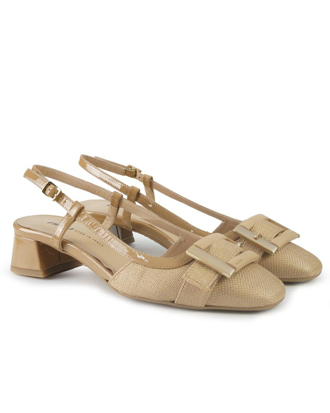 Frau Chanel Slingback in Tessuto e Vernice Noisette 92H4 COOKIE Frau 