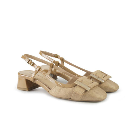 Frau Chanel Slingback in Tessuto e Vernice Noisette 92H4 COOKIE Frau 