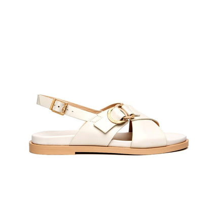 NeroGiardini Sandalo Flat Donna Basso in Pelle Osso - MARIO SPATARELLA