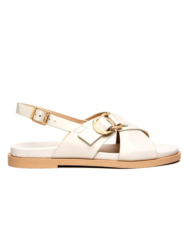 NeroGiardini Sandalo Flat Donna Basso in Pelle Osso - MARIO SPATARELLA