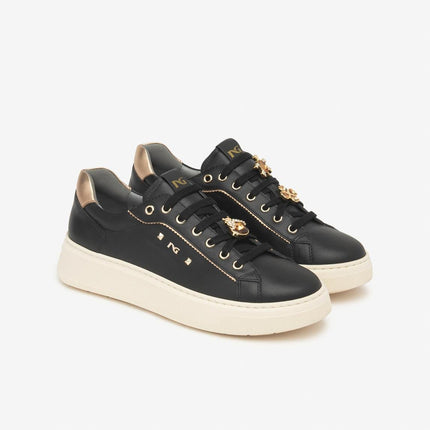 Nero Giardini Sneakers Donna con Charms in Pelle Laminata Nero - MARIO SPATARELLA
