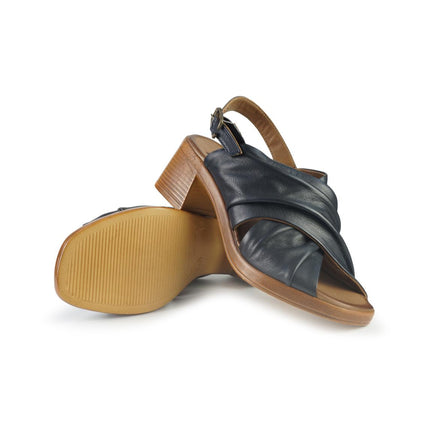 Bueno Sandali Donna con Tacco in Pelle Blu E3800 NAVY Bueno 
