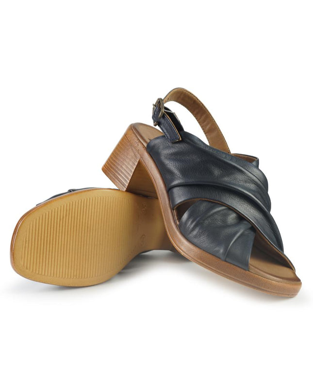 Bueno Sandali Donna con Tacco in Pelle Blu E3800 NAVY Bueno 